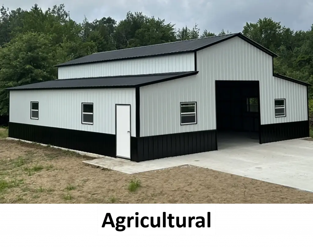 Steel agricultural building for farm storage