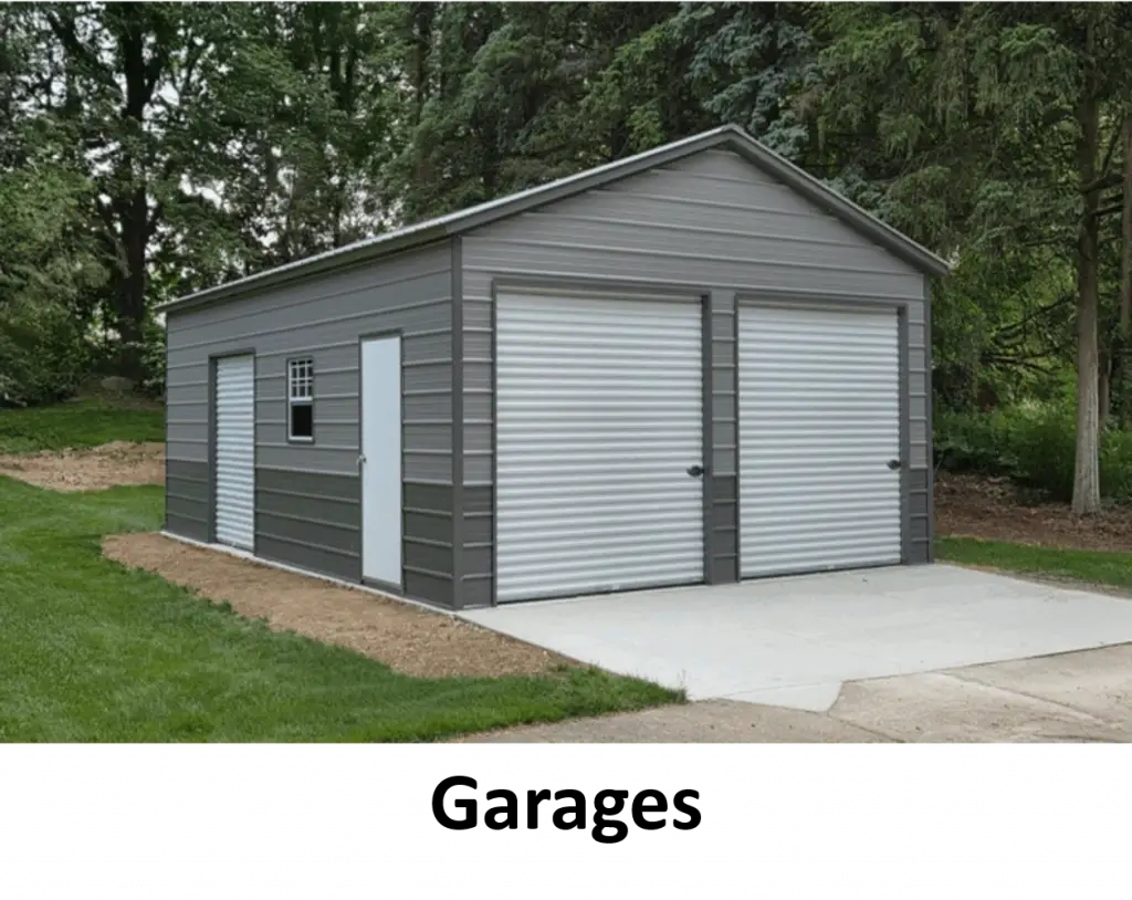 Custom steel garage with roll-up doors